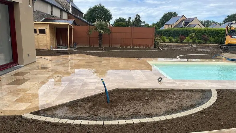 chantier piscine aménagement