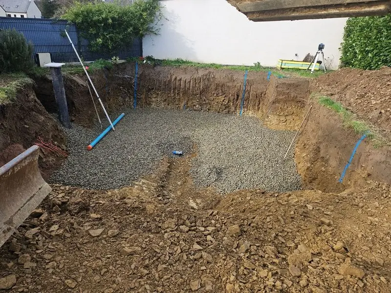 chantier piscine préparation du terrain